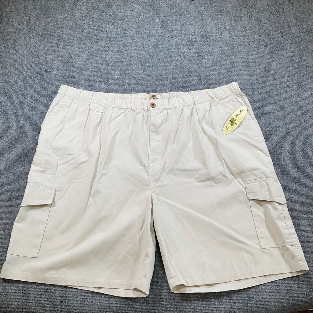 Joe Marlin Shorts Mens 4XL Beige Cargo 10" Inseam Drawstring Stretch Pockets New
